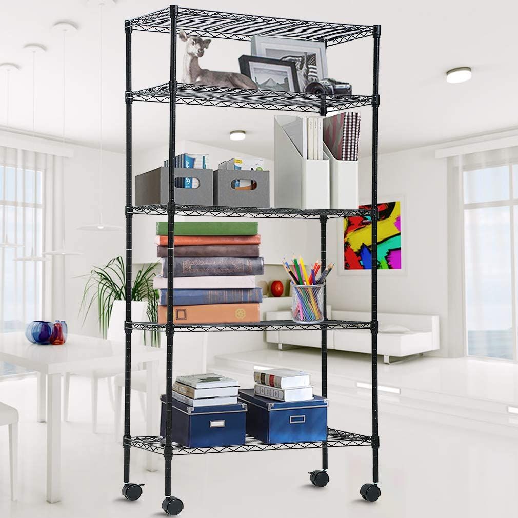 Simple Deluxe Heavy Duty 5-Shelf Shelving Unit with Easy Life for Making Space
