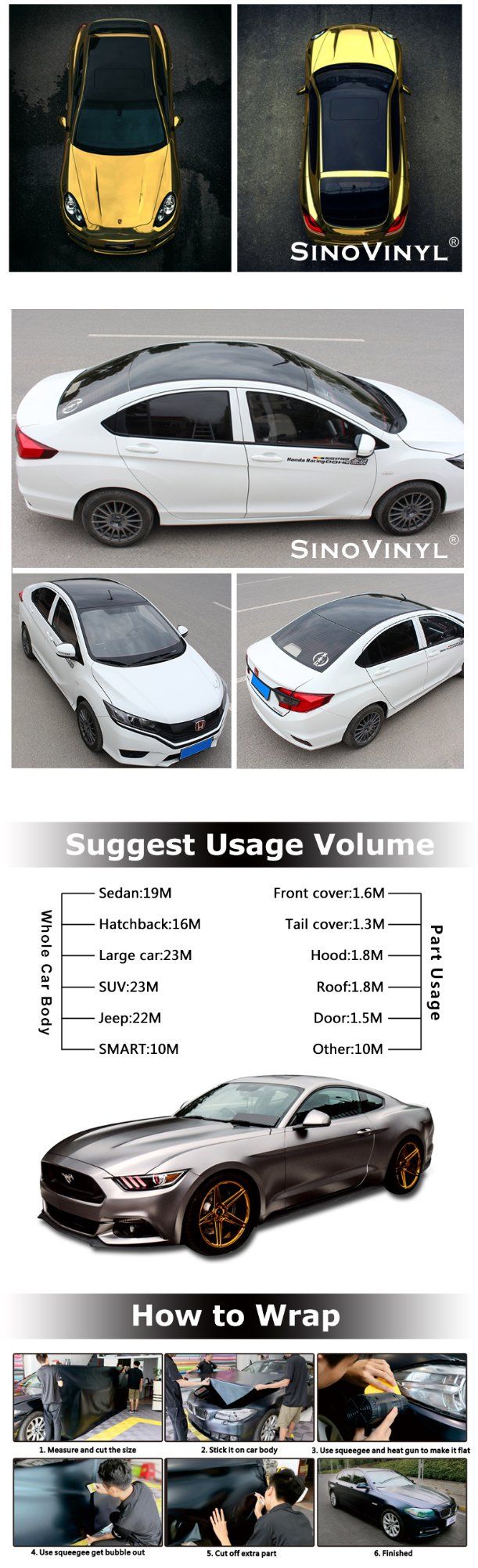 SINOVINYL 1.35x15M/4.4x49FT Sunroof Vinyl Sticker Car Window Rainproof Protection Film