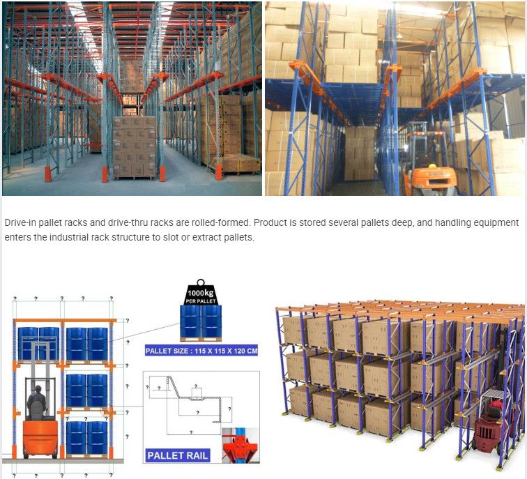 Heavy Duty Q235 Cold-Rolled Steel Racking System Drive-in Pallet Rack for Cold Warehouse Storage