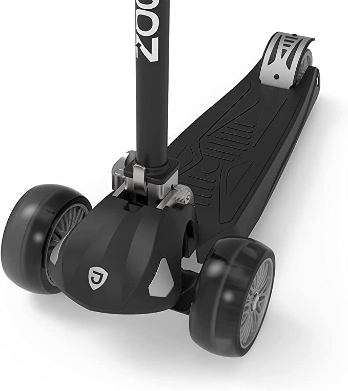 3 Wheel Kick Scooter (Black) - Collapsible Portable Kids Three Wheel Push Scooter - Lightweight Folding Design - High Stability Lean-to-Steer Safety