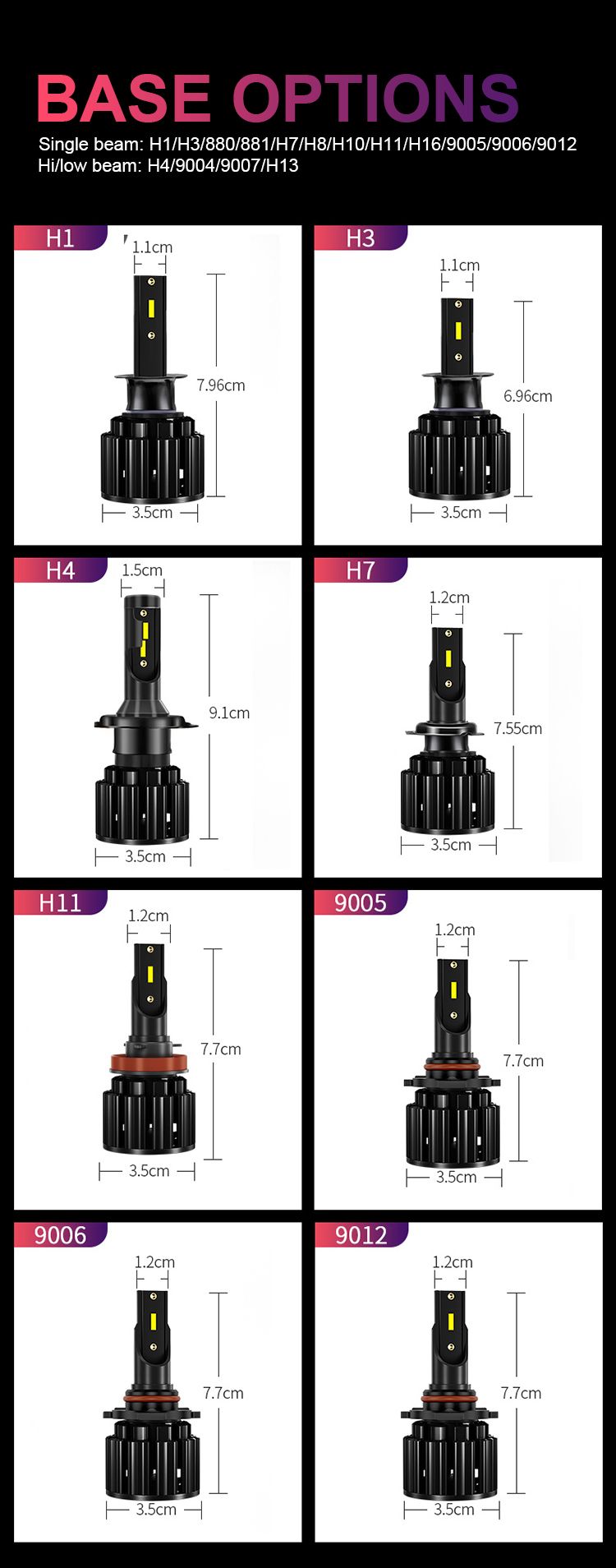 Auto Lighting Systems 12V 1860 LED Light H11 H7 Headlight 50W 10000lm H4 LED Headlight Bulb Car LED Lights