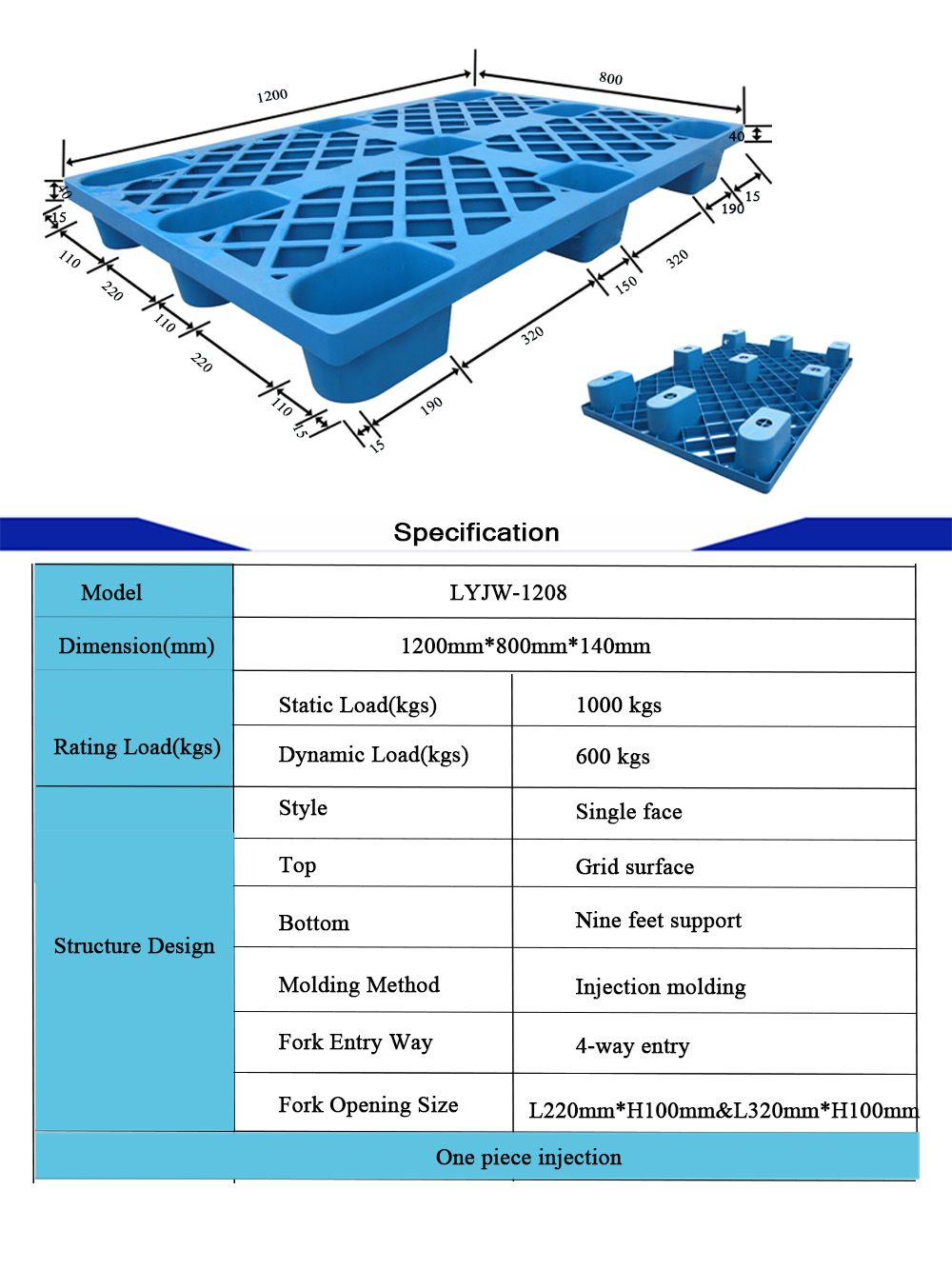 Cheap Reinforced Load Capacity Mini Euro Tray Pallet Plastic