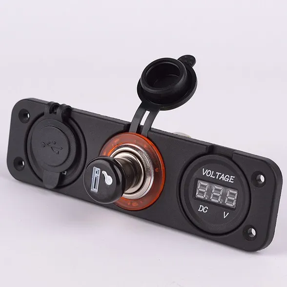 Car USB Charger Cigarette Lighter Socket and Voltmeter