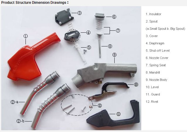 Ecotec Fuel Nozzle Fuel Dispenser Automatic Fuel Gun