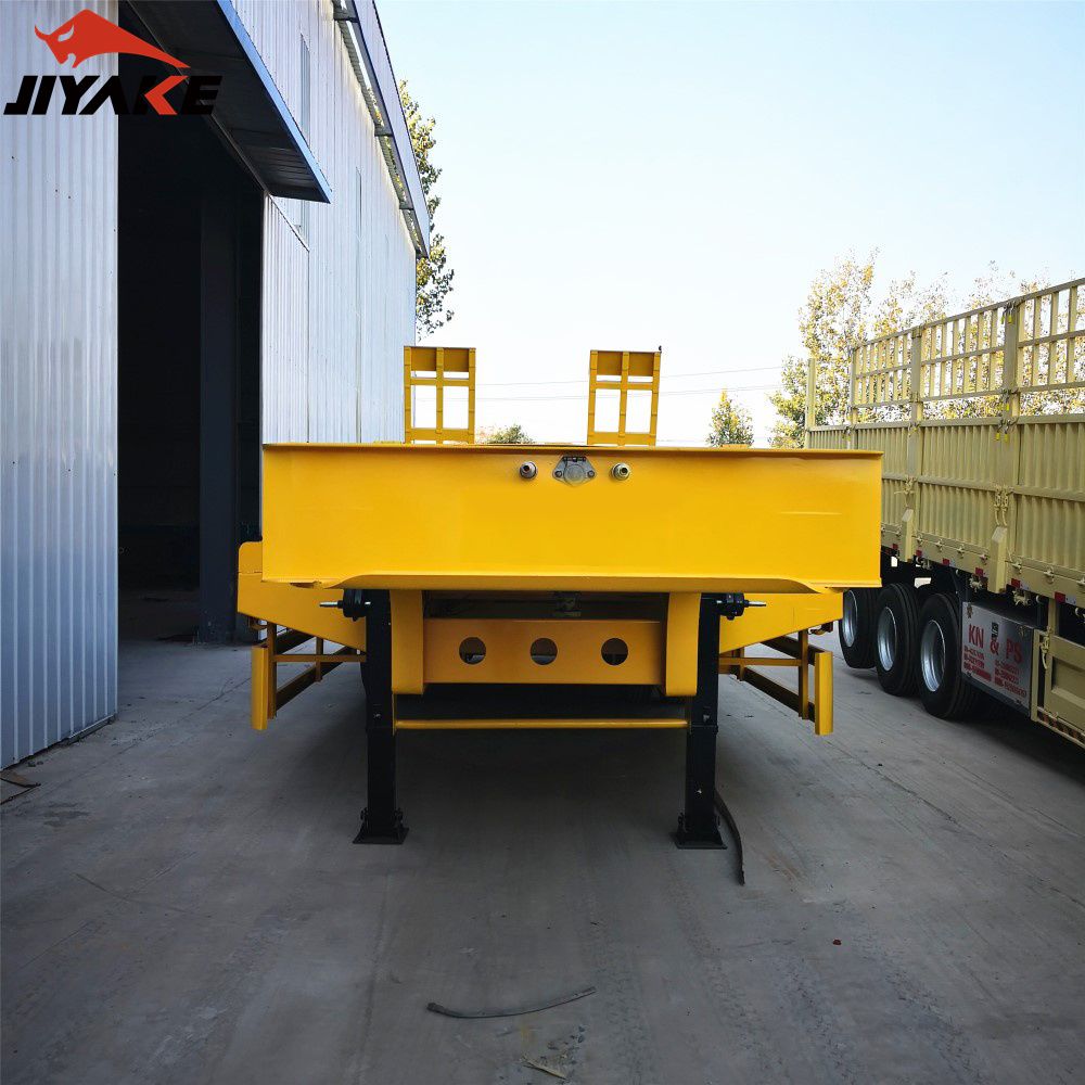 Jiyake 4 Axles Lowbed Semi-Trailer Low Loader Trailer Excavator Vehicle Carrying Trailer with Hydraulic