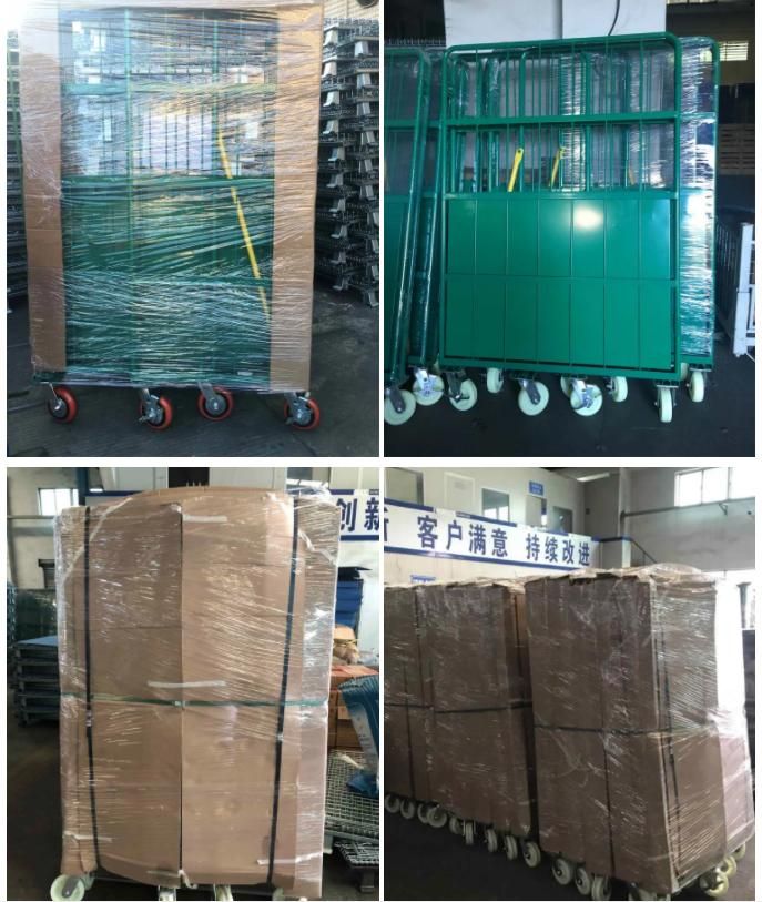 Warehouse Wire Mesh Rolling Security Cage Supermarket Wire Mesh Pallet Roll Cage