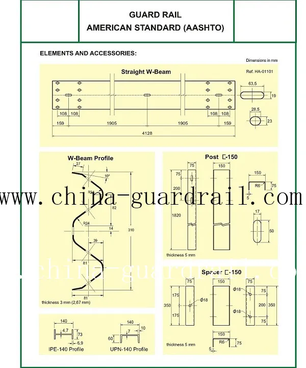China Factory Manufacture W Beam Highway Barrier Guardrail
