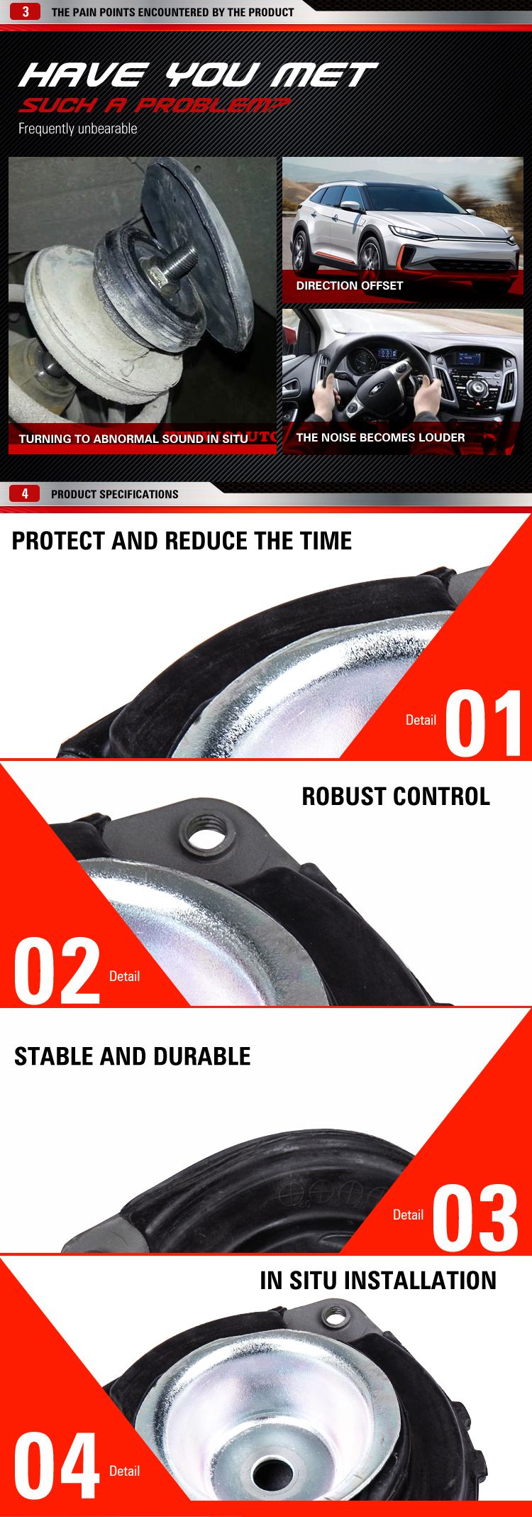 Kingsteel High Quality Auto Performance Parts Strut Mount for Ford Mazda OEM (UC3C-34-380)