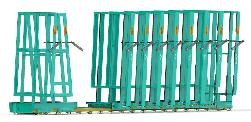 Manual Control Glass Racking System with Working Capacity 4ton for Each Stand