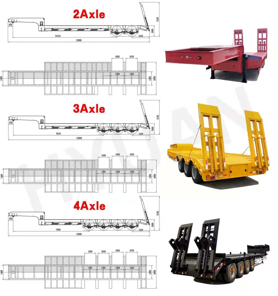 20/40/60/80 Ton Active Demand Heavy Equipment Transport Extendable Low Bed Semi Trailer