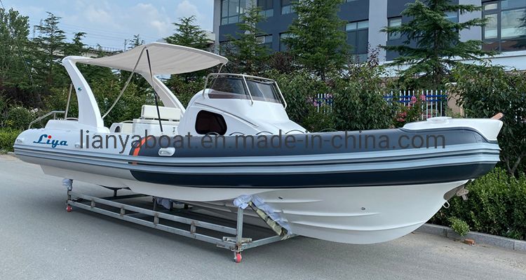Liya 8.3m Big Hypalon Rigid Inflatable Rib Boat with Twin Outboard Motor for Sale