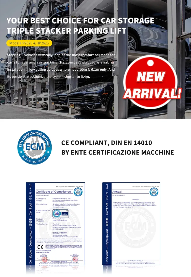 Mutrade Hydro-Park 3 Car Stacker Vertical Parking System