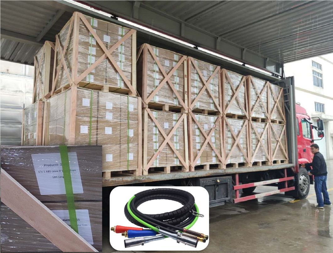 12/15FT Red/Blue Trailer 3 in 1 ABS Electrical&Air Brake Hose Assembly
