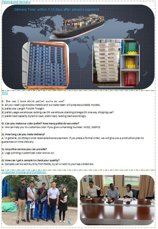 1100-1100 6 Runners Bottom Grid Surface Made From HDPE or PP Virgin Material Inside 8-10PCS Steel Tube Stackable Plastic Pallet