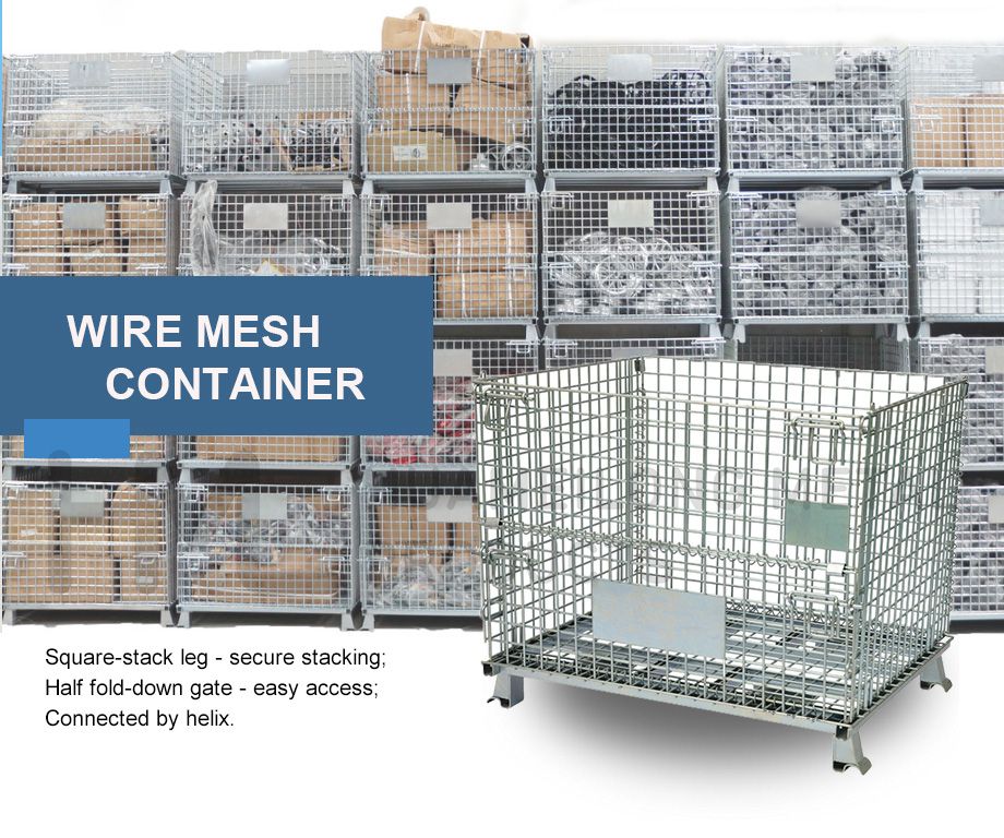 Large Collapsible Welded Metal Steel Wire Mesh Storage Containers China