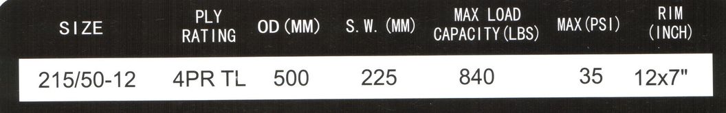 High Quality ATV Tyre with 215/50-12