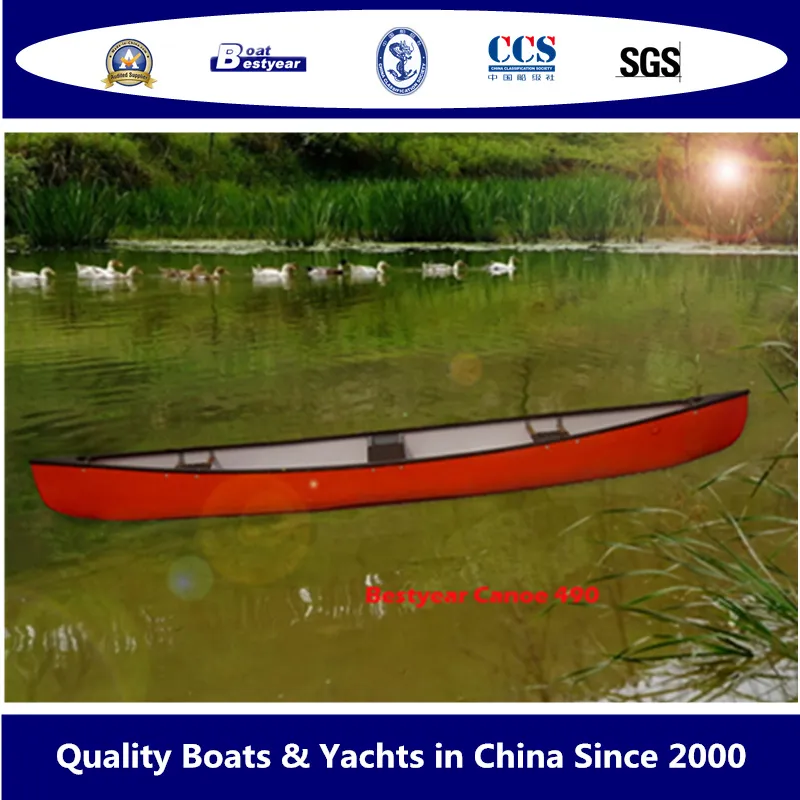 Bestyear 4.9m Fiberglass Canoe Boat with Paddle