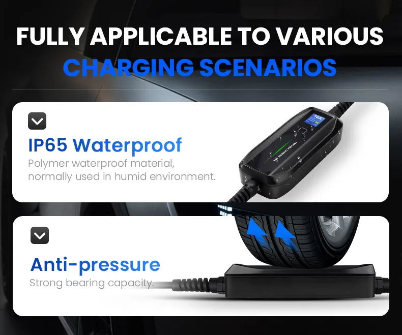 Type 1 Electric Vehicle Charging Portable EV Charger for NEMA 14-50 Plug