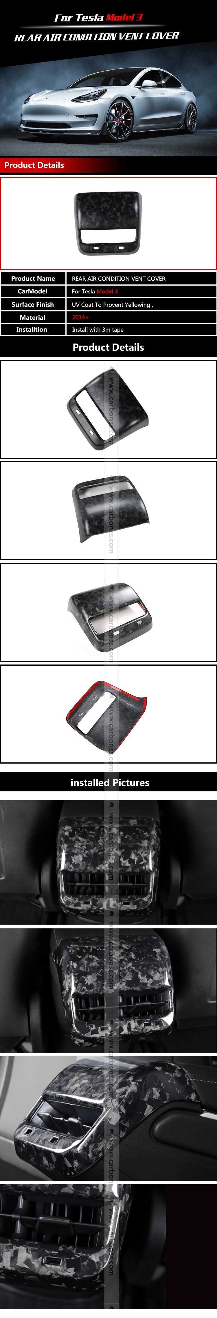 Matt Carbon Air Backseat Vent Cover for Tesla Model 3/Y