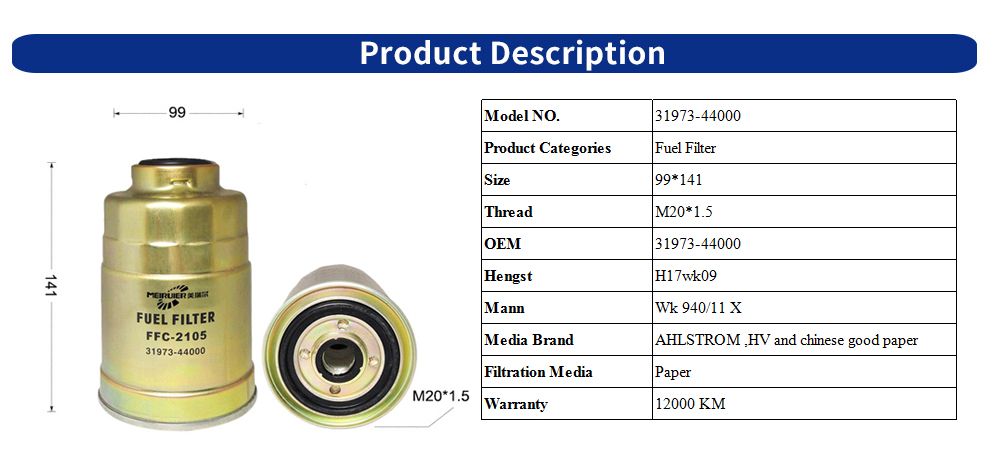 Auto Cartridge Parts Diesel Fuel Filter for Mitsubishi Engine 31973-44000