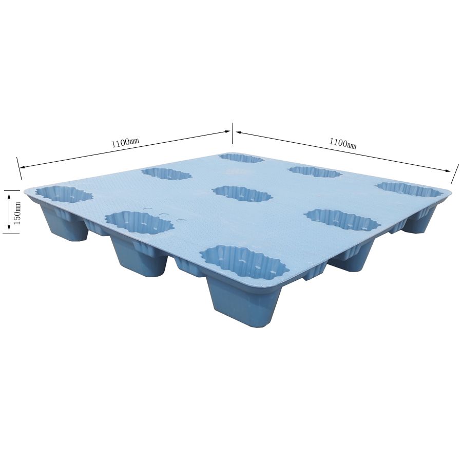 Reusable Blow Molding HDPE Nine Feet Export Plastic Pallet Single Side Oneway Plastic Pallet