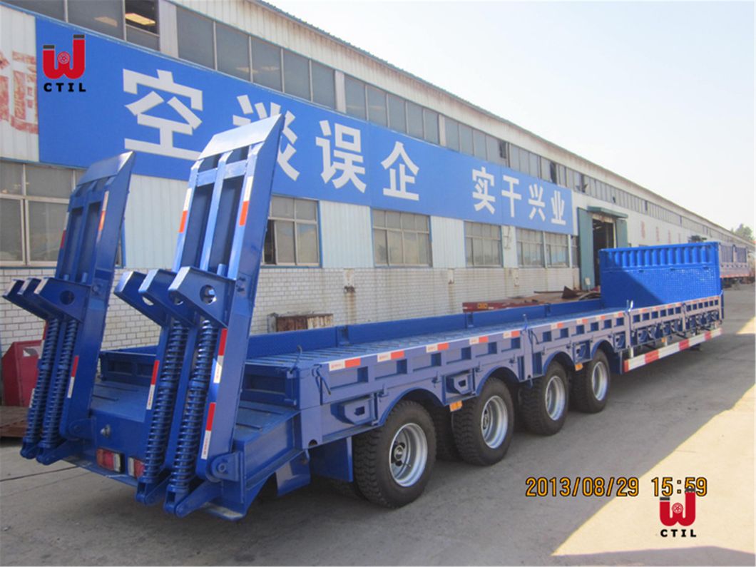 Hot Sale 3 Axles Detachable Gooseneck Low Bed Trailer, Heavy Duty Machine Equipment Low Loader Trailer