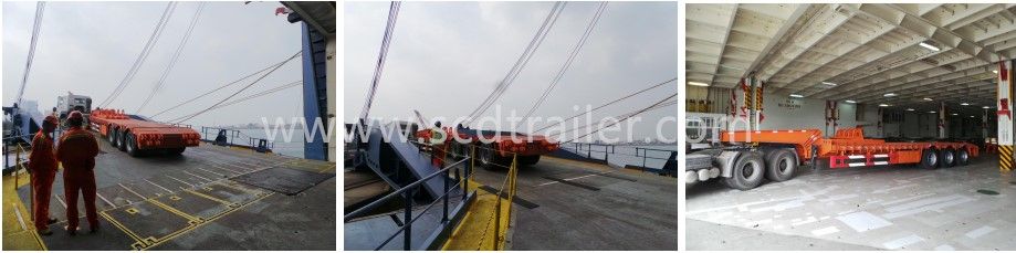 80ton 3axle Excavator Transport Recessed Goose Neck Low Bed Trailer
