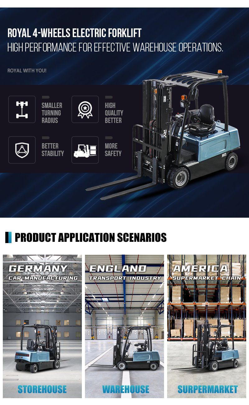 1.5 Ton 1.8 Ton 4 Wheels Electric Forklift Truck