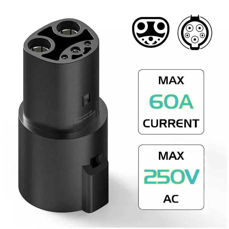 EV Car Charger Adapter T1 to Tesla 220V 60A Type1 for Tesla EV Charger Station