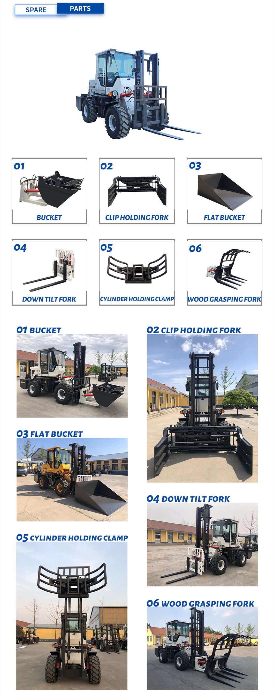 Low Fuel Consumption 3.0 Ton 5 Ton 4-Wheel Drive Rough Terrain Forklift