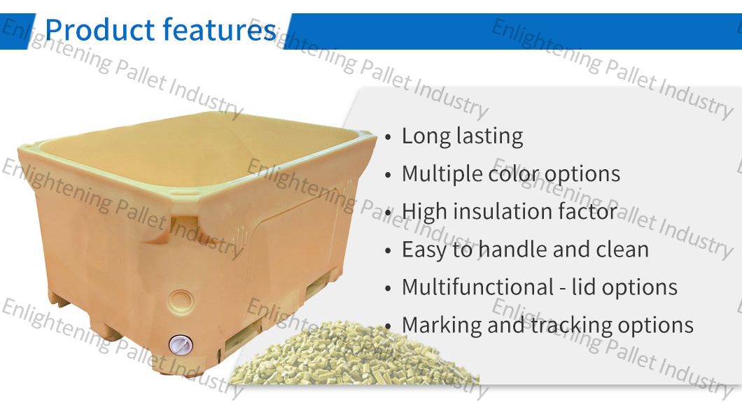 300L/660L/1000L Rotomolded Double Wall LLDPE Insulated Pallet Bin for Fish Meat