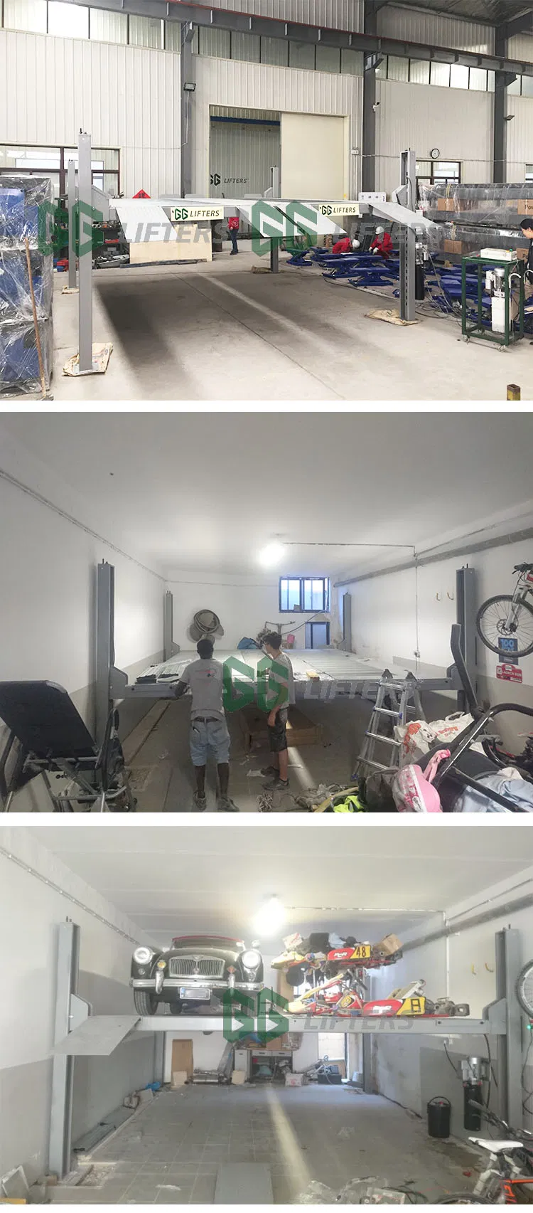 customized Double wide 4 post car parking lift for 4 cars parking