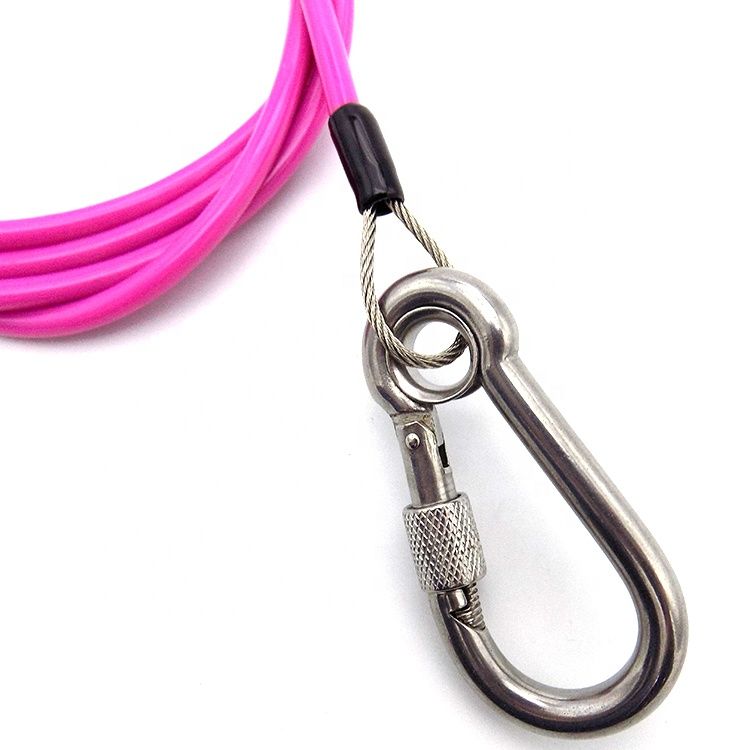 4.0mm Red PVC Coated Galvanized Steel Wire Rope with Snap Hook for Car Use