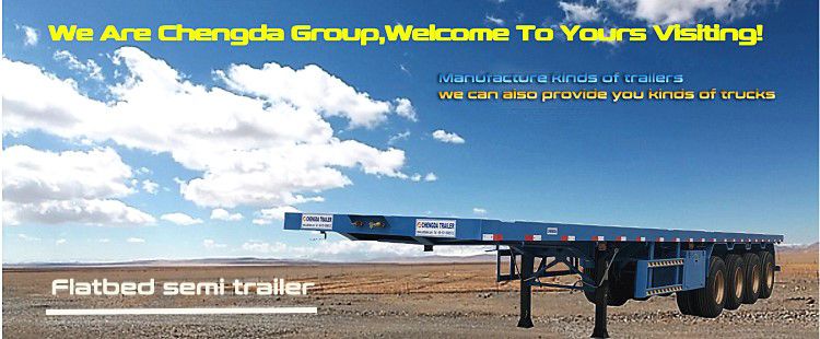 3 Axles 40FT 40feet 40ton Flat Bed Flatbed Container Truck Semi Trailer