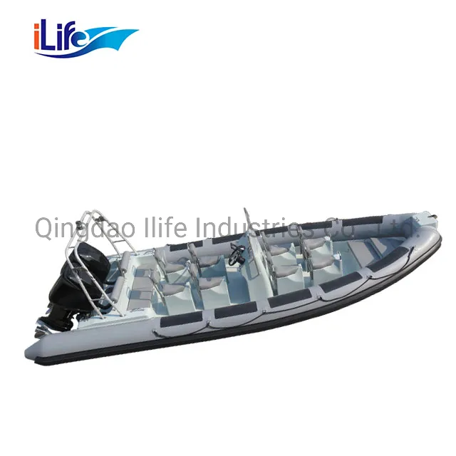 Ilife 7.5m PVC/Hypalon Rigid Hull Firberglass Inflatable Rubber Fishing Sport FRP Boat
