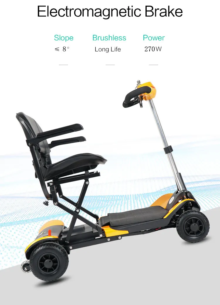 Folding Mobility Disabled Electric Walker Scooter with Basket LED Light