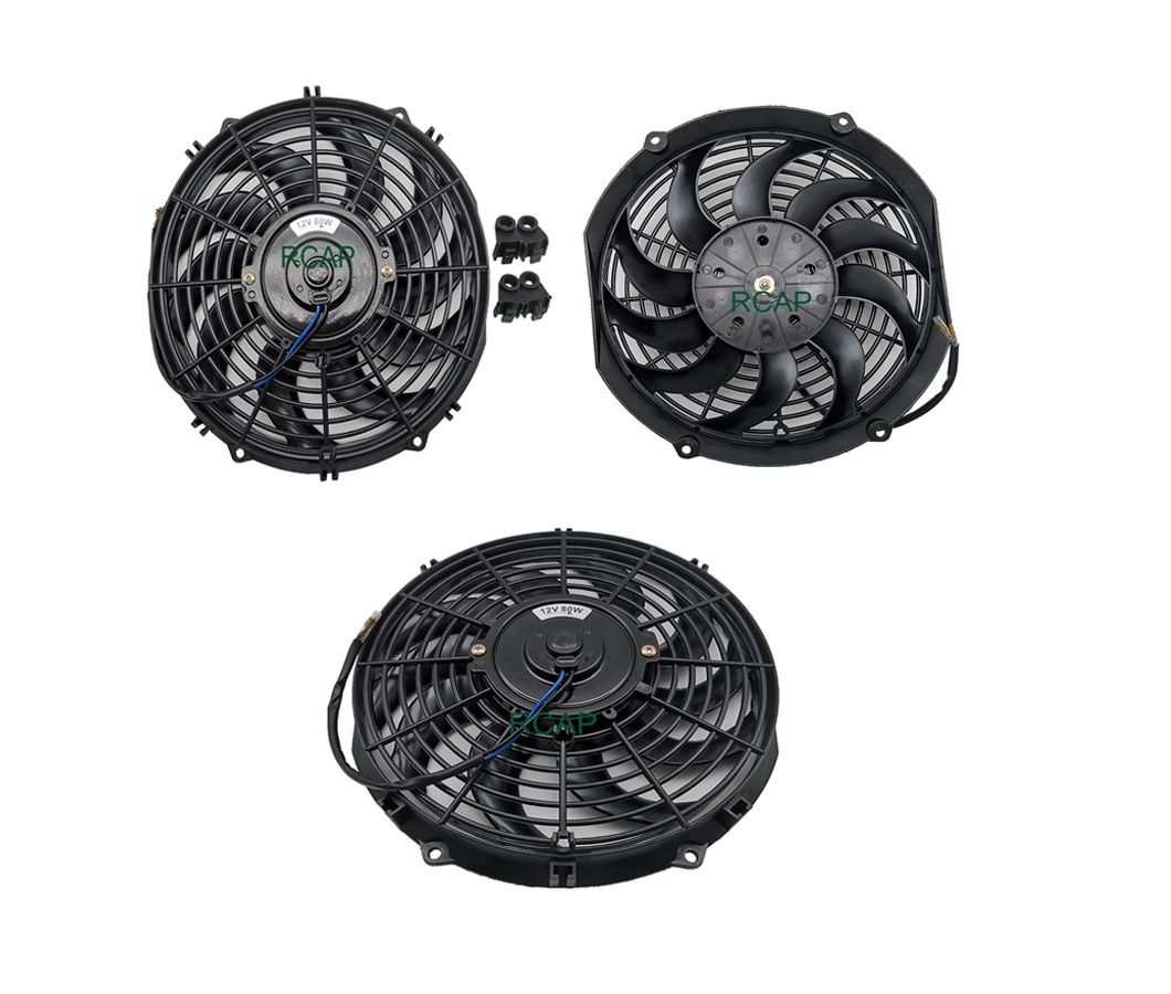 Auto Air Conditioner Parts 12&quot; 12V 80W Universal Fan Curve Blade