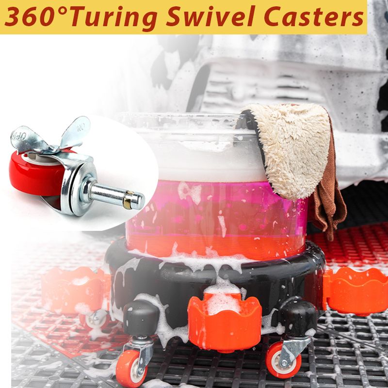 Transparent Removable Rolling Bucket Dolly 360&deg; Turning Swivel Caster Detail Kit with Storage Tray Tote Bucket Insert Trap