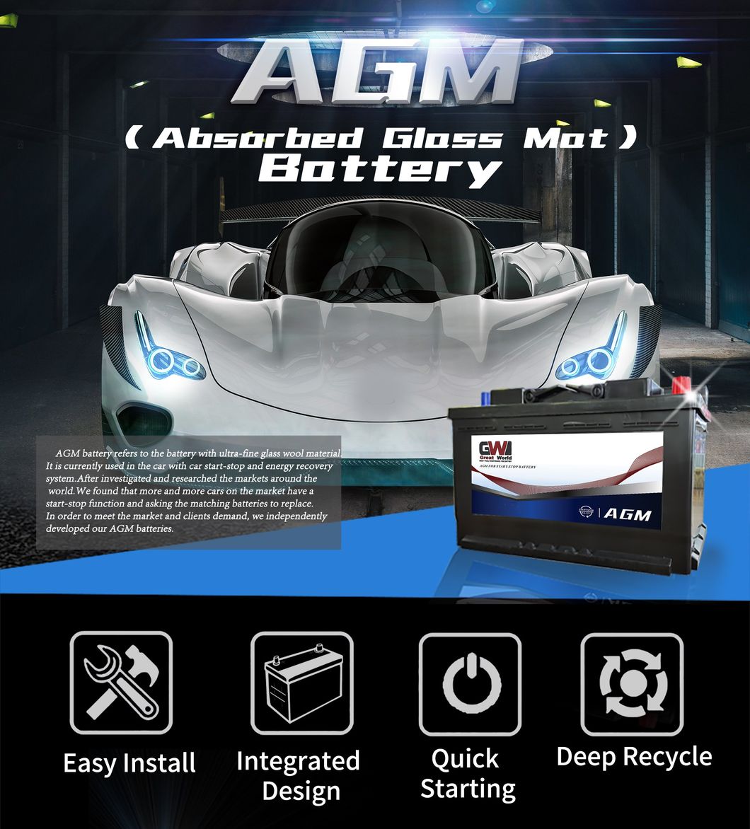 Fast Delivery AGM Start Stop Auto Battery 12V 92ah Long Cycle Life Car Electrical System Starting Battery