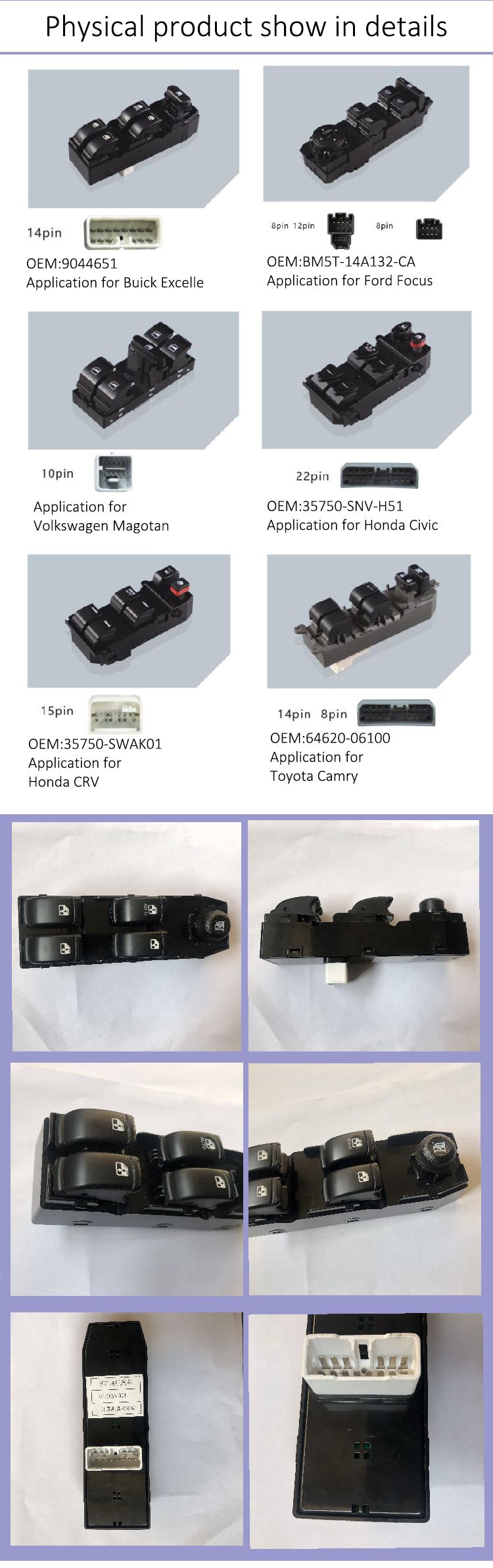 Auto Electric Parts Front Power Window Master Switch for Buiick