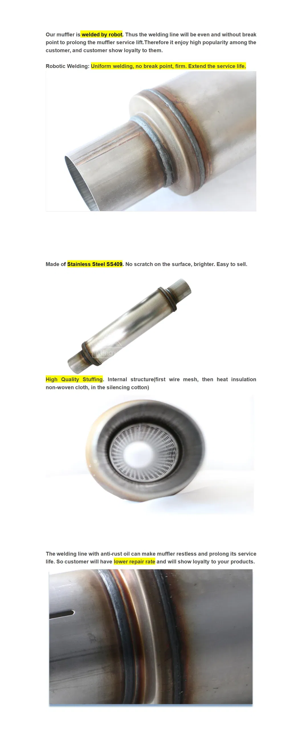 Universal Exhaust Silencer Resonator 2 Inch 3.5 Round X 9 304 Stainless Steel