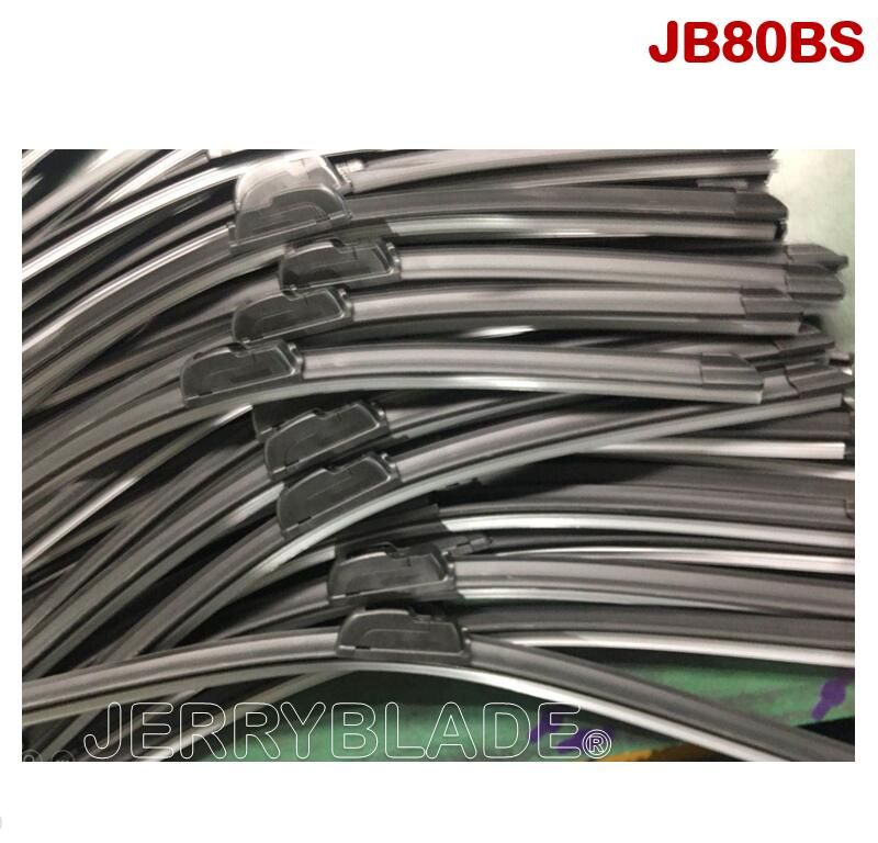 Jerryblade Jb80BS Universal Car Wiper Blade, J/U Hook Frameless Soft Flat Beam Blade with Premium Fully Natural Rubber Graphite Coating Long Working Life