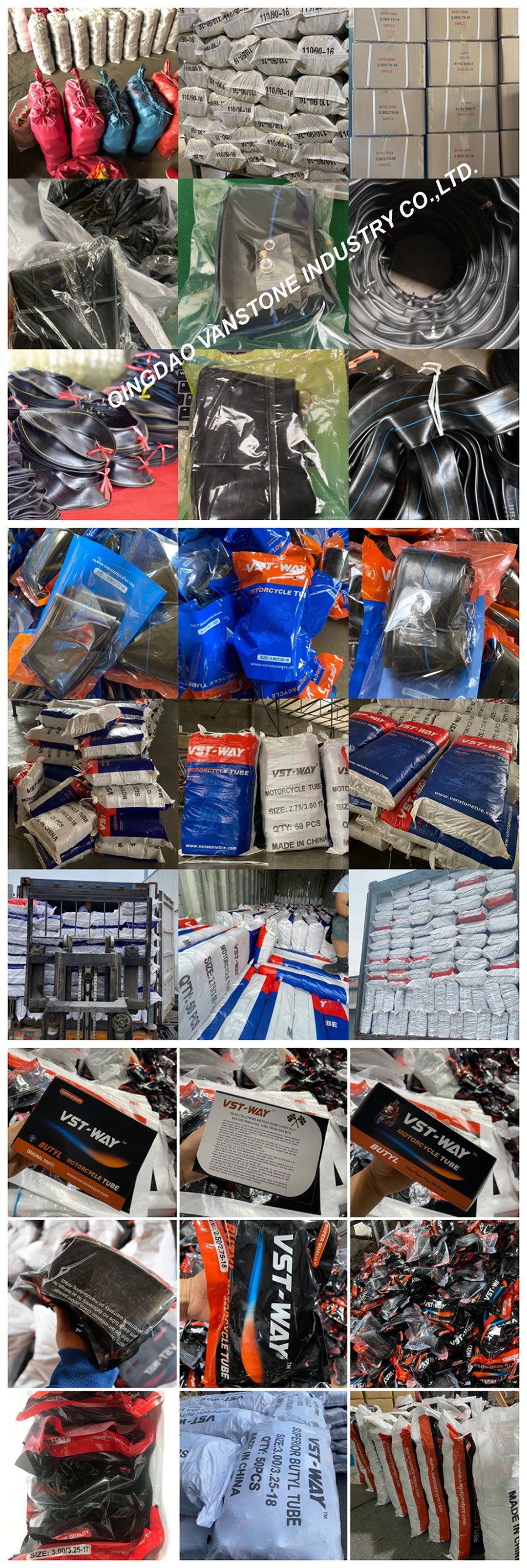 Vanstone Vstway Motorcycle Tube Tire Factory 4.10-18 3.00-8 Butyl Tube Motorcycle Tubes Inner Tubes 8.5MPa