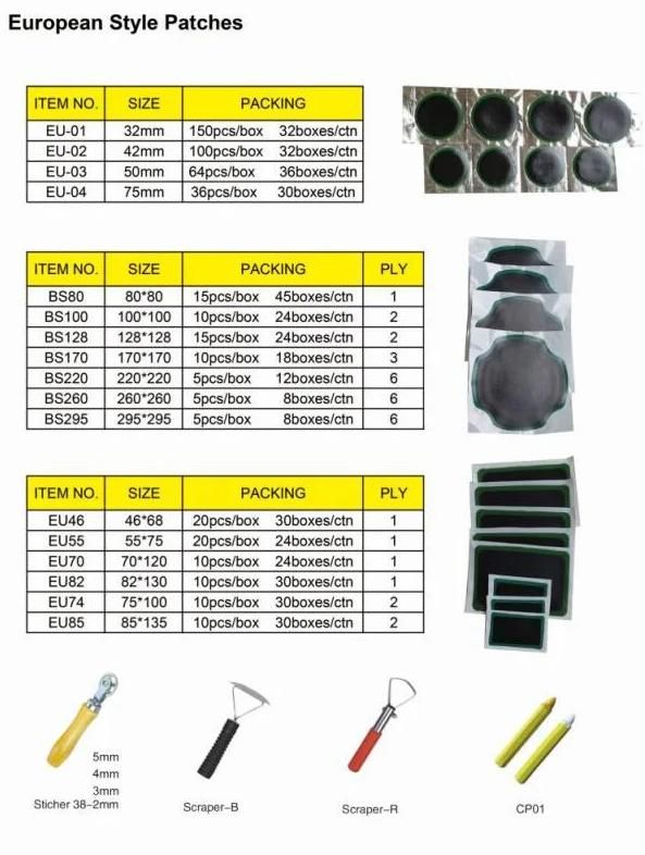 High Quality Hot Sale Automotive Rubber Cold Tire Patches for Car