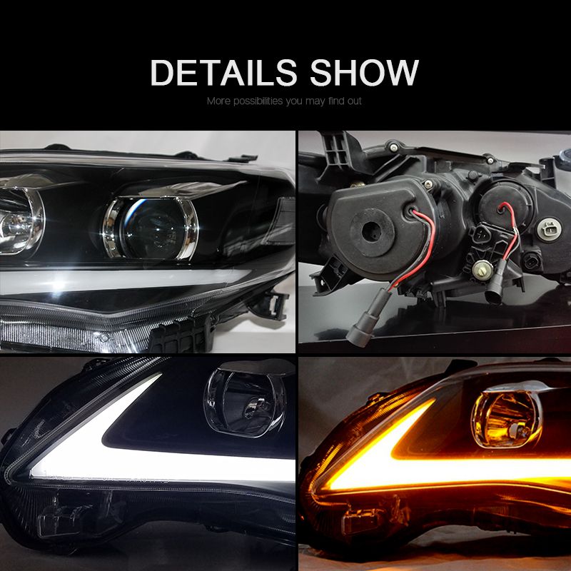 Cnsunnylight for Toyota Corolla 2011/2012/2013 Car Headlights Assembly W/ LED DRL Turn Signal Lights Plug &amp; Play Head Lights