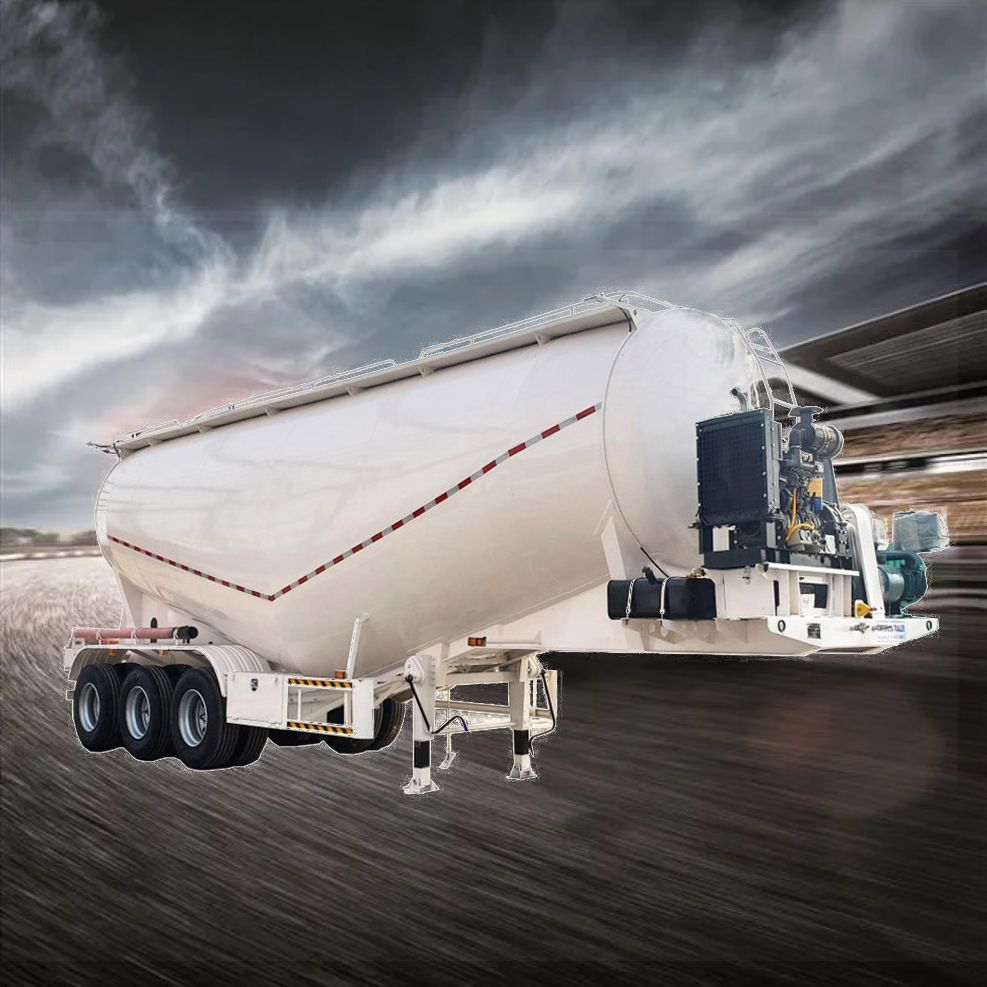 3 Axis 50 Cbm Bottom Discharge/Unloading Bulk Cement/Fly Ash/Flour/Powder Material Transport Tank/Tanker Heavy Duty Trailer
