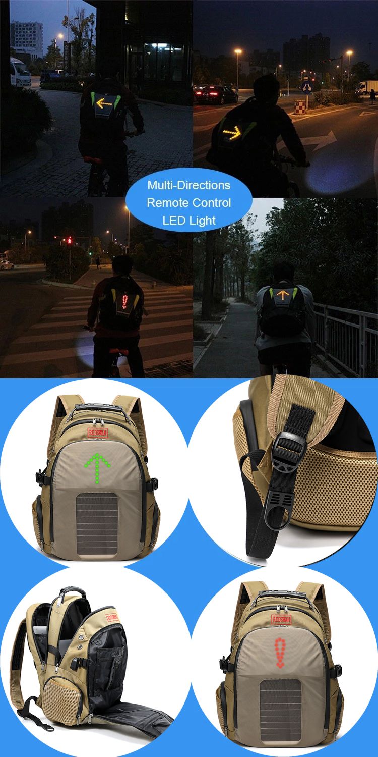 New Design Solar Panel Traffic Light Backpack for Jogging Biking and Walking (RS-190203-1)