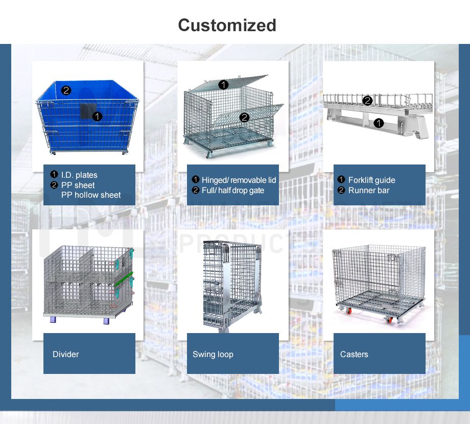 Welded Galvanised Industrial Stackable Collapsible Storage Strong Wire Mesh Containers