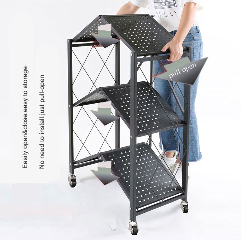 Iron Storage Shelf Stainless Storage Rack Metal Multiple Layer Bracket for The Living Room &Kitchen with Wheels