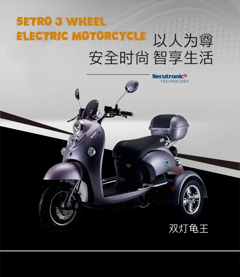 Convenient Three Wheel Scooter Electric Tricycle Mobility Scooter Moped with Tail Box